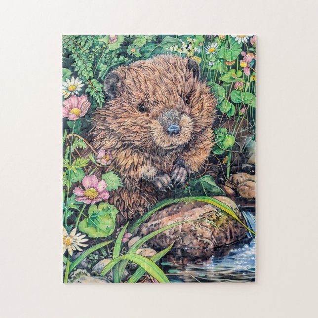 Little Beaver by Creek Bank Jigsaw Puzzle (Vertical)