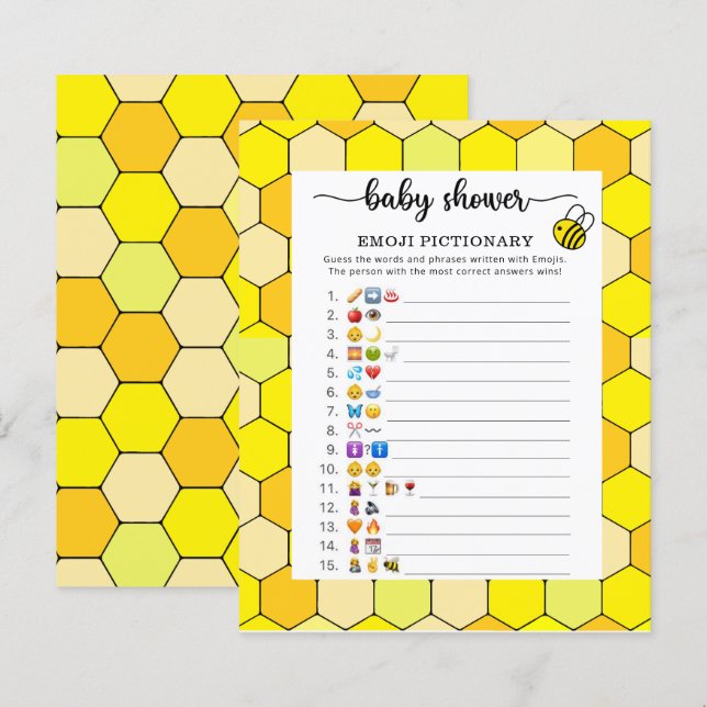 Little Bee Baby shower emoji pictionary game (Front/Back)