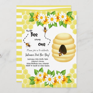 Little Bee First Bee-Day 1st Birthday Invitation