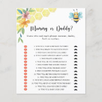 Little Bee - mommy or daddy baby shower game
