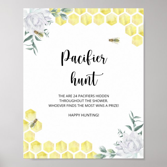 little bee pacifier hunt baby shower game  poster (Front)