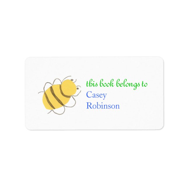 Little bee personalized bookplate label (Front)
