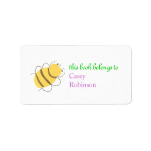 Little bee personalized bookplate label