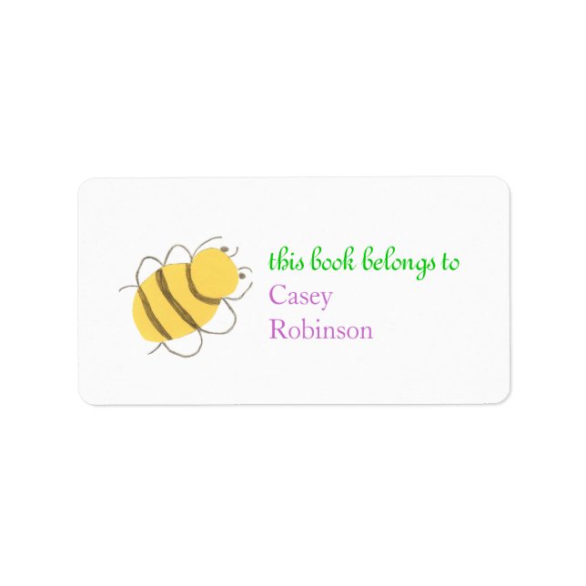 Little bee personalized bookplate label (Front)