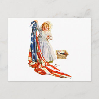 Little Betsy Ross and the America Flag Postcard