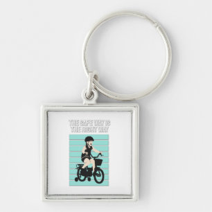 Little Bike Rider - The Safe Way Is The Right Way Keychain