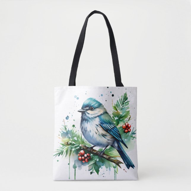 Little Bird and Christmas Greens Tote Bag (Front)