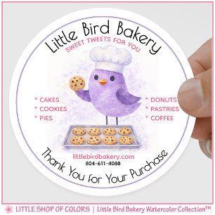 Little Bird Bakery Watercolor Cookie Classic Round Sticker