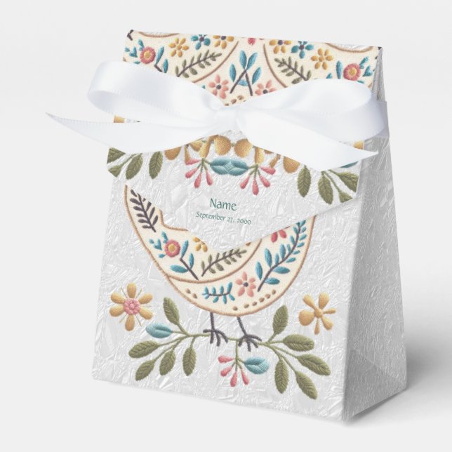Little Bird Colourful Floral Favour Box (Front Side)