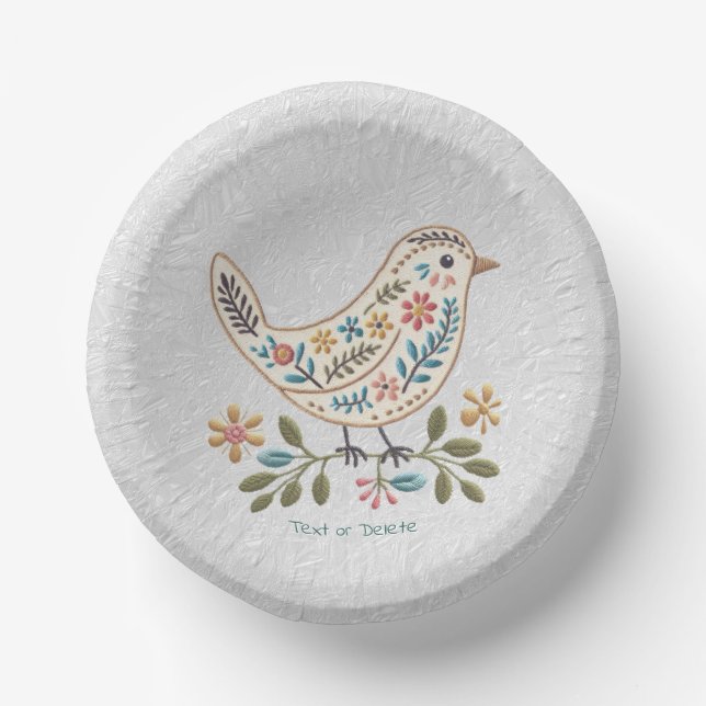 Little Bird Colourful Floral Paper Bowl Paper Plate (Front)