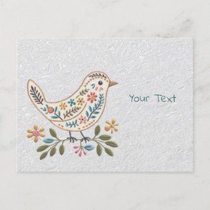 Little Bird Colourful Floral Postcard