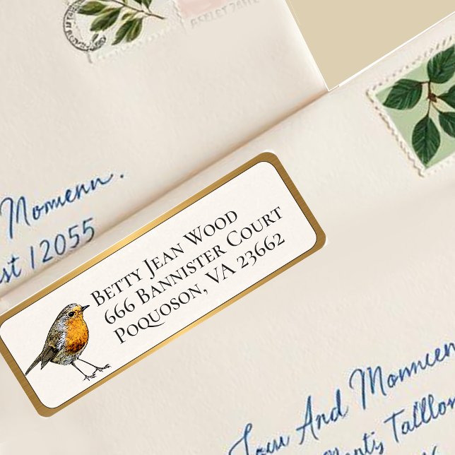 Little Bird Custom Adresse de retour GOLD Border (Créateur téléchargé)