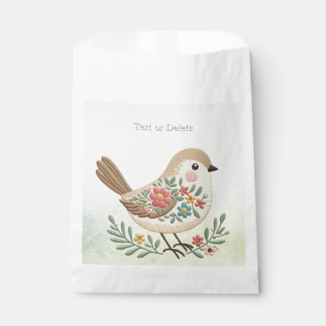 Little Bird Floral Gold Favour Bags (Front)