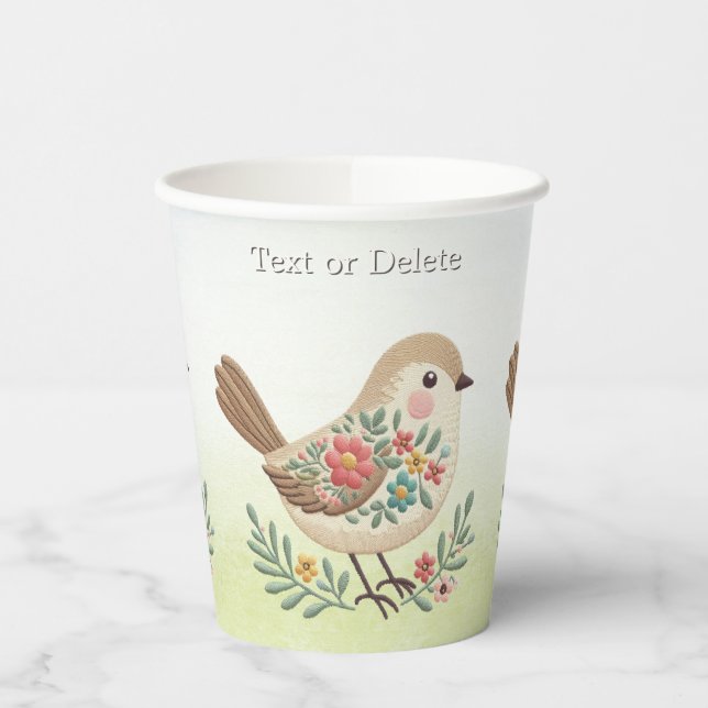 Little Bird Floral Gold Paper Cups (Left)