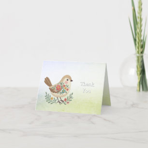 Little Bird Floral Gold Thank You Card
