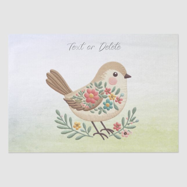 Little Bird Floral Gold Tissue Paper (Front)