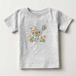 Little Bird Floral Green Leaves Baby T-Shirt