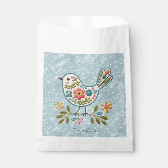 Little Bird Floral Green Leaves Favour Bags (Front)