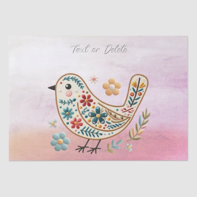 Little Bird Floral Pink Tissue Paper (Front)
