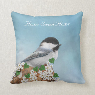 Little Bird & Flowers Home Sweet Home Throw Pillow