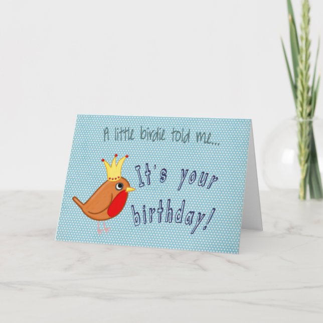 Little Bird: Happy Birthday Card in blue (Front)
