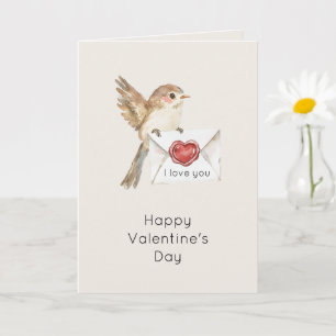 Little Bird I Love You Red Heart Valentine's Day Card