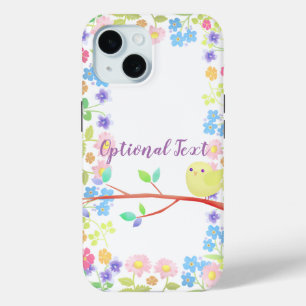 Little Bird on a Flowering Tree iPhone 15 Case