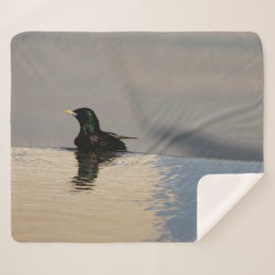Little Bird on Water Sherpa Blanket