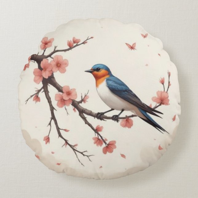 Little Bird Round Pillow (Front)