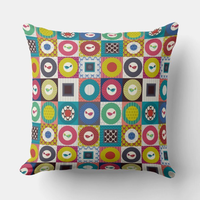 little bird squares small throw pillow (Front)