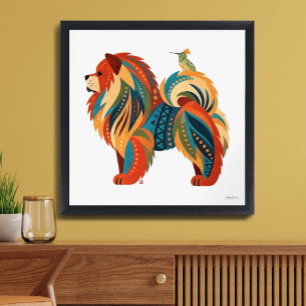 LITTLE BIRD TOLD ME Folk Art Chow Dog Art Print