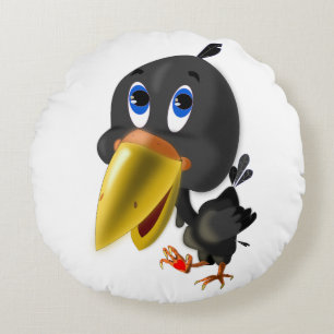 Little Bird with Heart Gift Funny Round Pillow