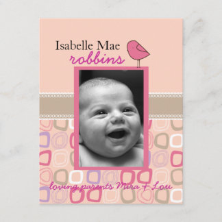 little birdie double sided birth announcement
