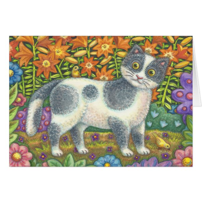 LITTLE BIRDIE TOLD ME, CAT BIRTHDAY CARD Customize (Front Horizontal)