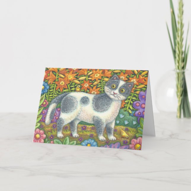 LITTLE BIRDIE TOLD ME, CAT BIRTHDAY CARD Customize (Front)