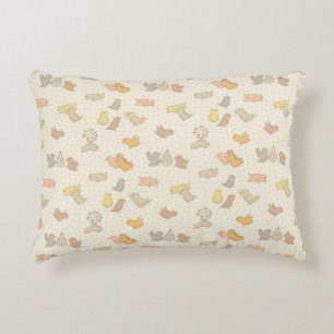 Little Birdies and feathers on beige - pattern. Accent Pillow