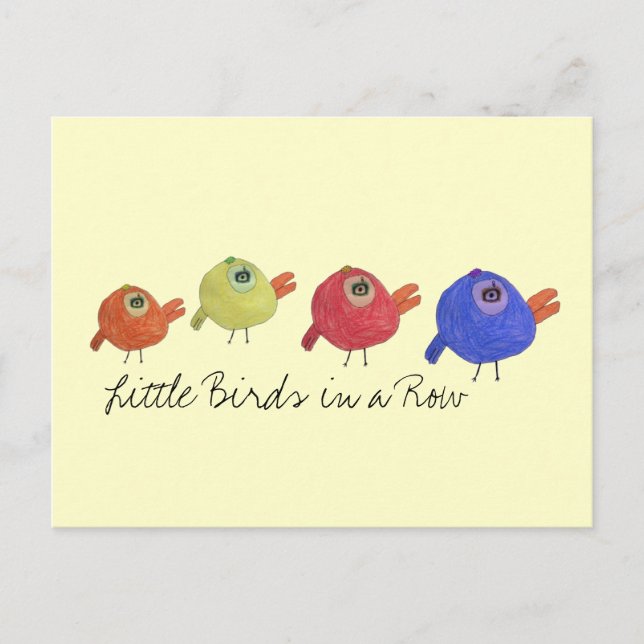 Little Birds in a Row Postcard (Front)