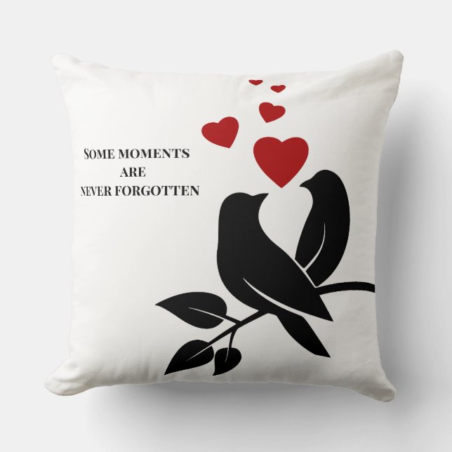 little birds with hearts throw pillow (Front)