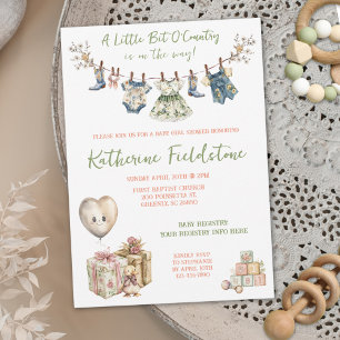 Little Bit Of Country Clothesline Baby Girl Shower Invitation