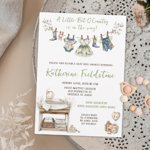 Little Bit Of Country Wildflowers Clothesline Baby Invitation