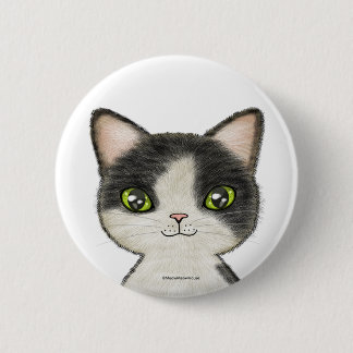 Little Black and White Cat 2 Inch Round Button