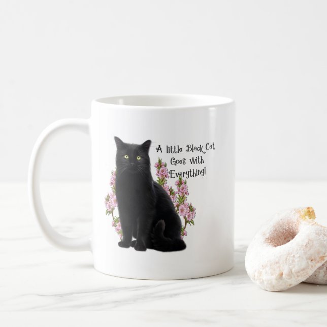 LITTLE BLACK CAT COFFEE MUG (With Donut)