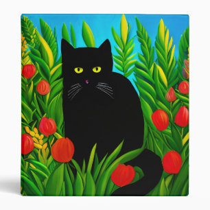 Little Black Cat in a Tulip Garden Binder