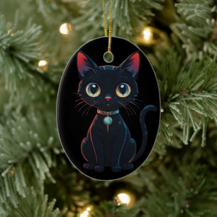 Little Black Cat - Spooky Ceramic Ornament