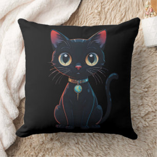 Little Black Cat - Spooky Throw Pillow