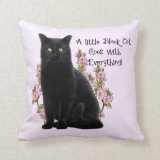 LITTLE BLACK CAT THROW PILLOW