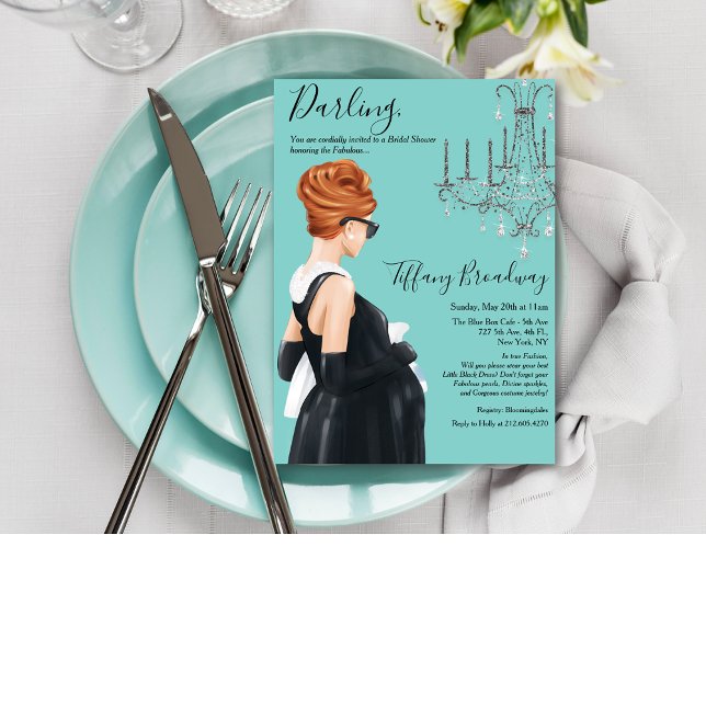Little Black Dress Blue Glam Baby Shower  Invitation (Creator Uploaded)