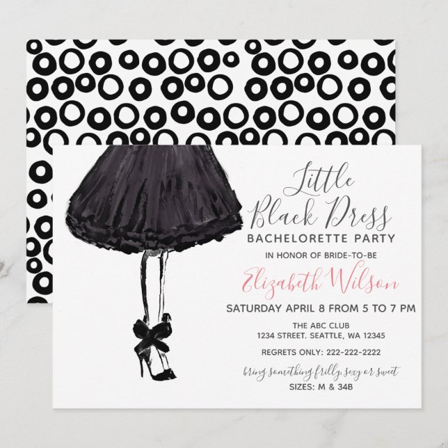 Little Black Dress High Heels Bachelorette Party Invitation (Front/Back)