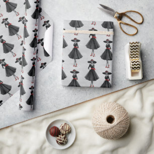Little Black Dress Society Charcoal Fashion Wrapping Paper