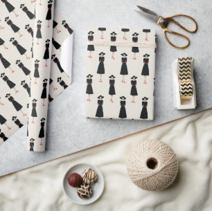 Little Black Dress Society Flat Fashion Pattern Wrapping Paper